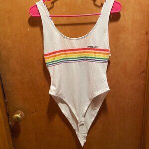 H&M White High Leg Pride Bodysuit